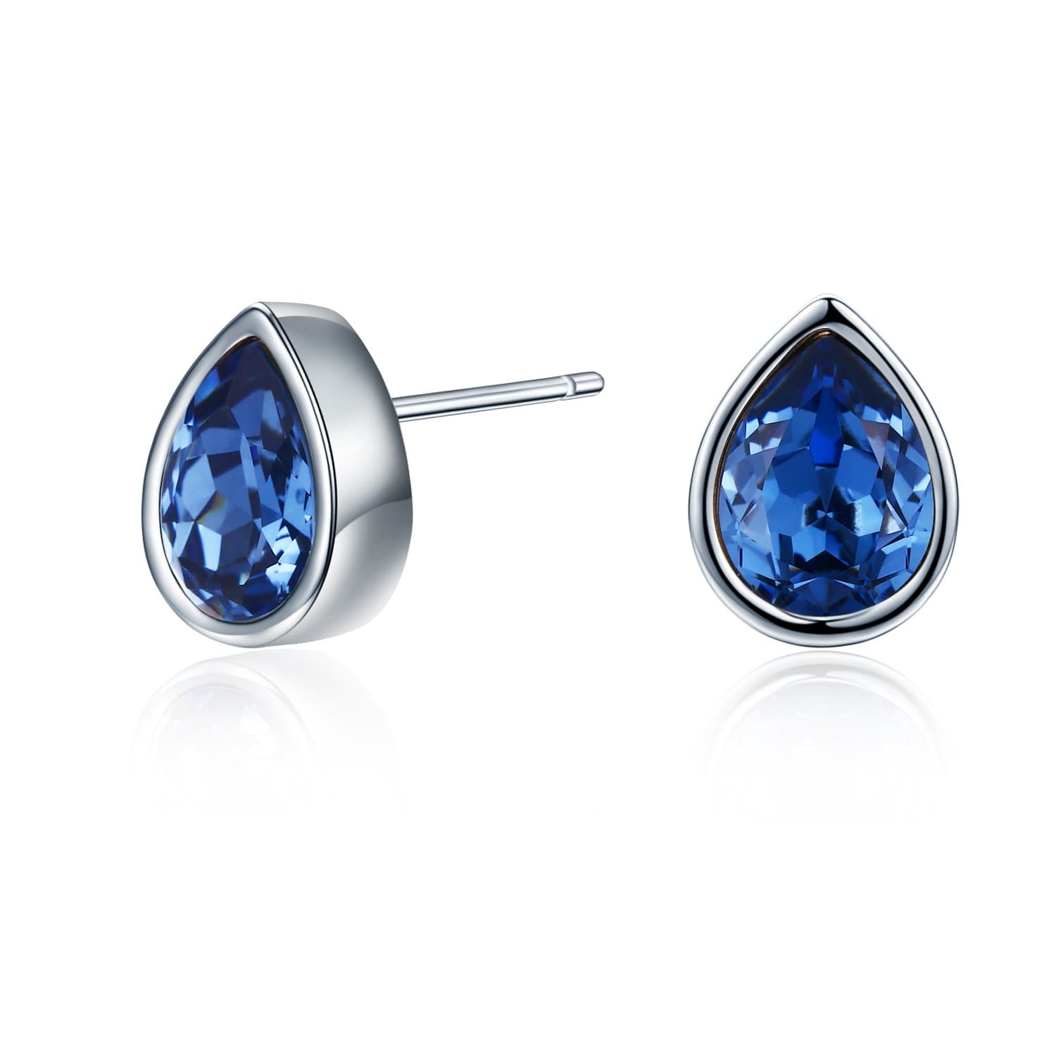 SBLING Platinum-Plated Teardrop Stud Earrings Made with Austrian Crystals for Women