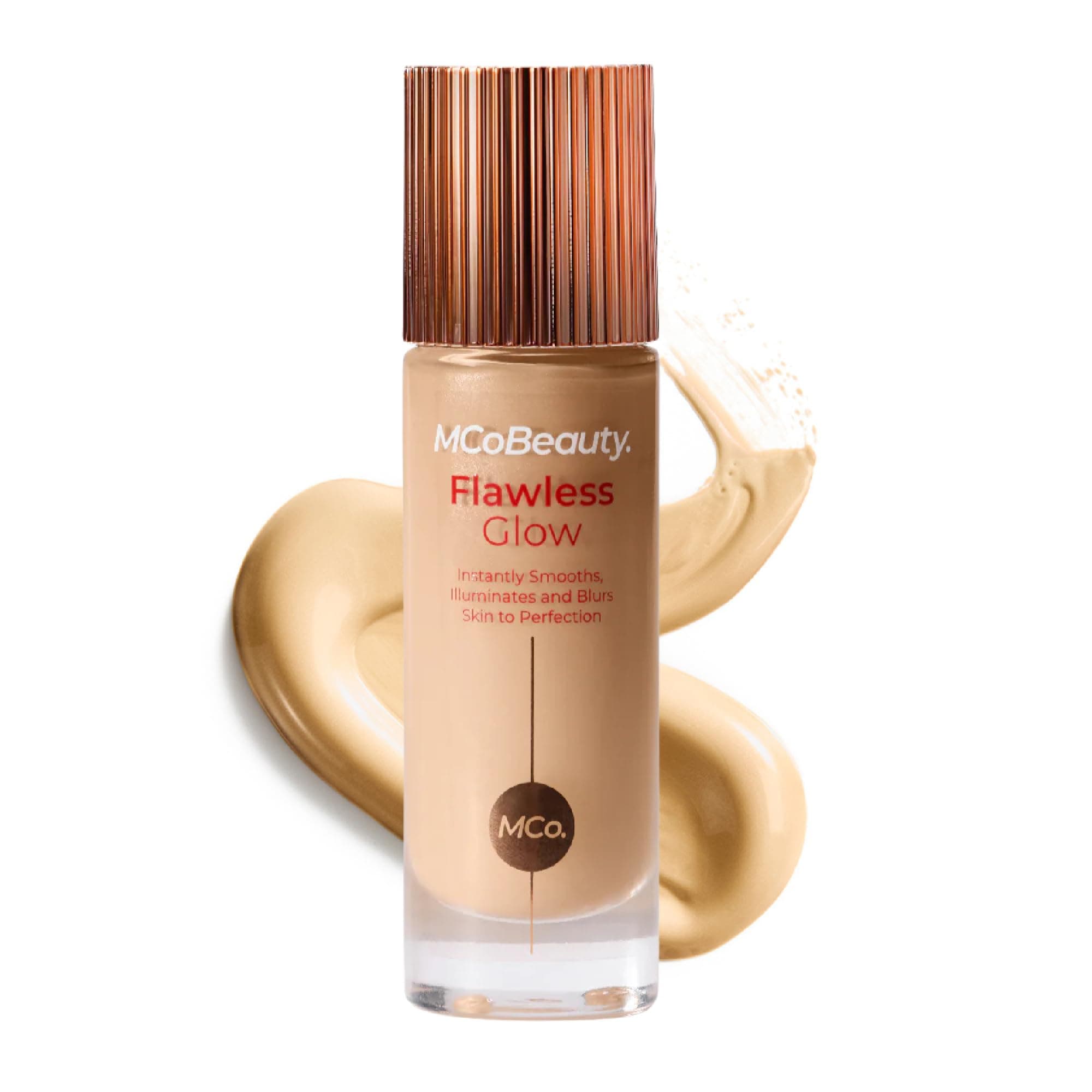 MCoBeauty Flawless Glow Luminous Skin Filter 2.5 Fair - 4-in-1 Liquid Foundation Primer Highlighter Makeup - Dewy Radiant Skin Tint with Squalane for Face - Buildable Glow Complexion Booster - 1 Fl Oz