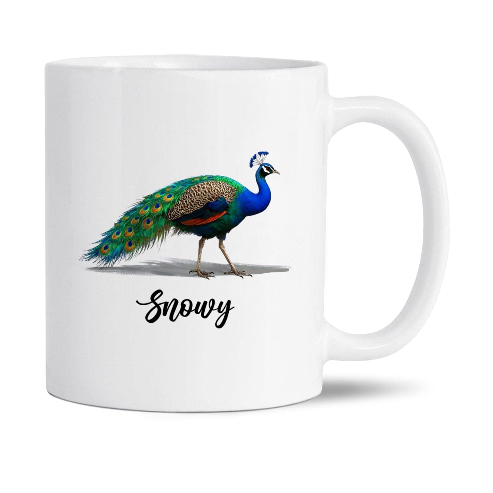 Lovely Peacock Coffee Mug, Personalized Name Ceramic Cup Gifts For Peacock Lovers, Awesome Peacocks Mugs, Custom Wildlife Lover White Mug 11Oz 15Oz, Peacocks Cups For Birthday, Bird Travel Tea Cup
