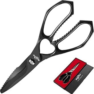Kitchen Scissors for Food，Premium Kitchen Shears Heavy Duty，8.8″Ultra Sharp Meat Scissors Detachable Blade，All Steel Poultry Shears Black Titanium Plated，Anti-Slip Cooking Scissor All Purpose