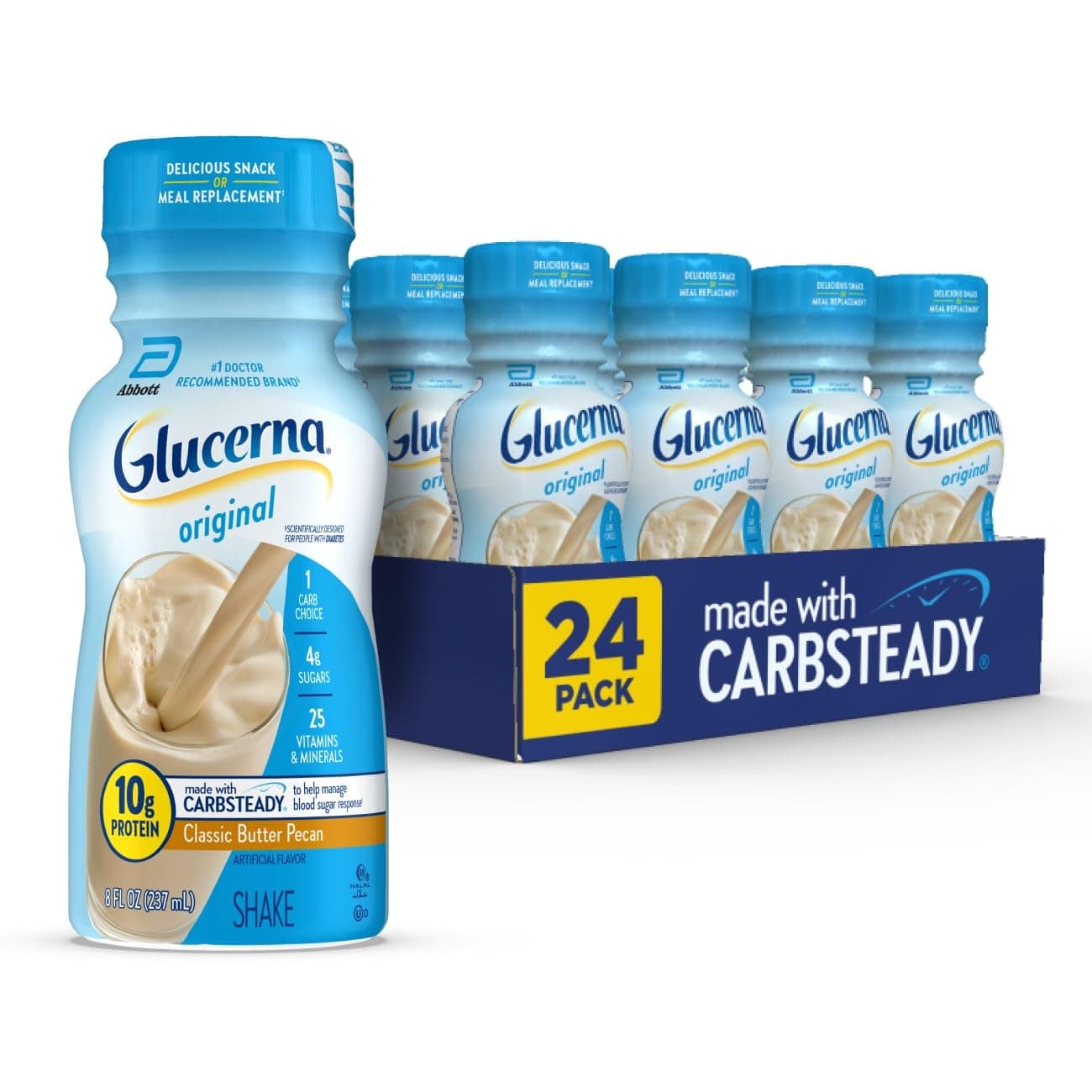 Glucerna Nutrition Shake, Butter Pecan, 8 Ounce Bottles, 24 Count