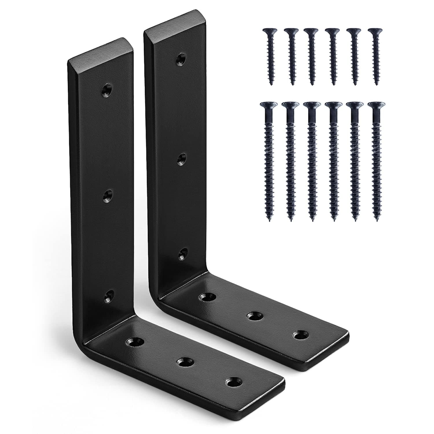BATODA Countertop Support Brackets 10 Inch (2pcs) for Granite - Heavy Duty L Brackets 10” x 6” - Wall Mounted Support for DIY Open Shelving – Screws and Wall Plug Included
