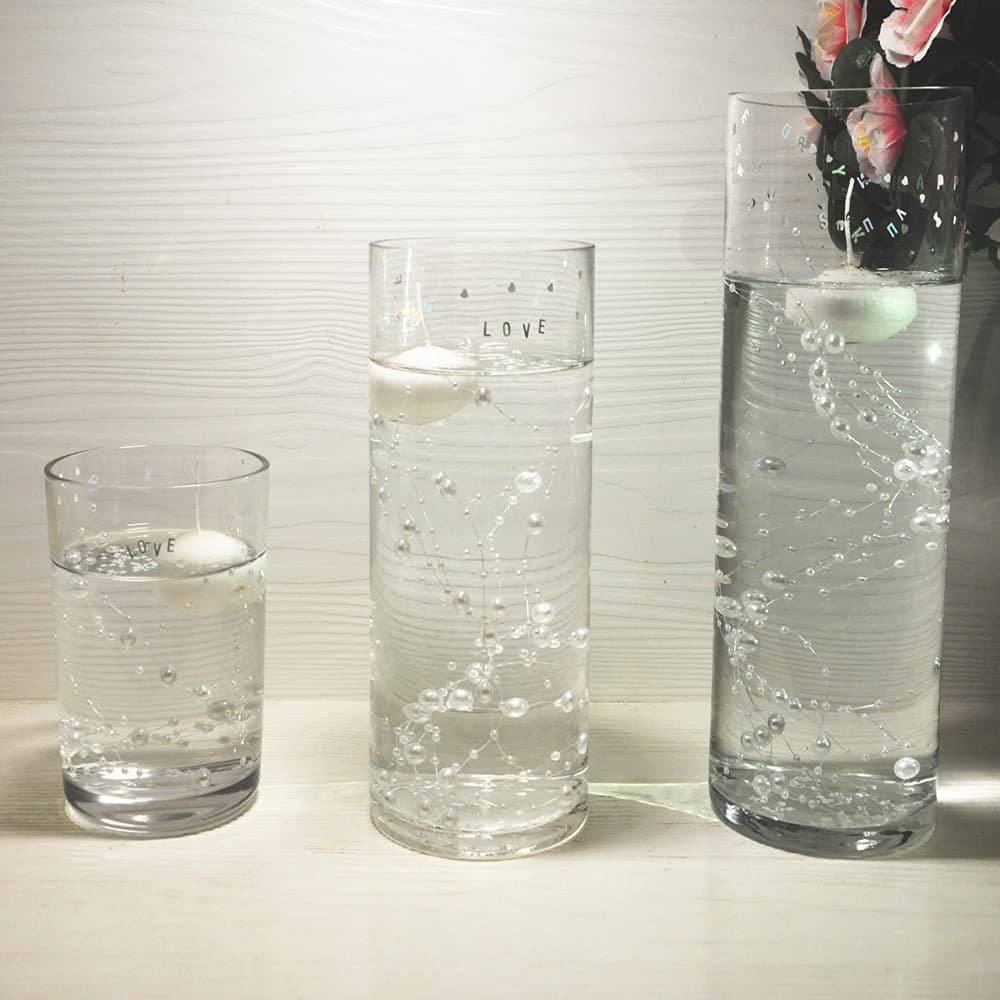 Generic Bran 12 Sets of Artificial Pearl Strings for Wedding Center, Table Party, vase Filling and Floating Candle Decoration, Letter DIY Creative Decoration (Pearl White)