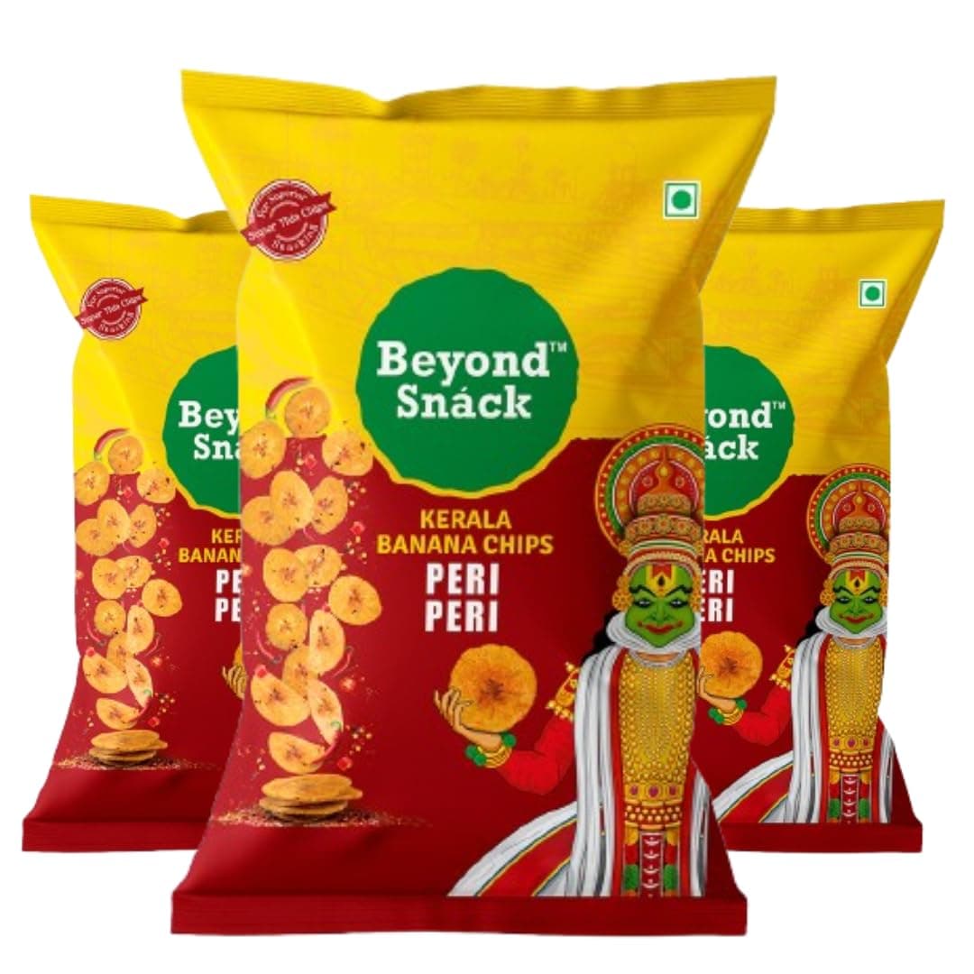 Nendran Kerala Banana Chips | Peri Peri | Thin Crunchy Crispy Snack |300g (100g*3packs)