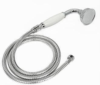 Vintage Handheld Shower Head with 59inch Flexible Hose High-Pressure Antique Rain Showerhead Combo Replacement No Wand Holder, Round Telephone Shape, Chrome