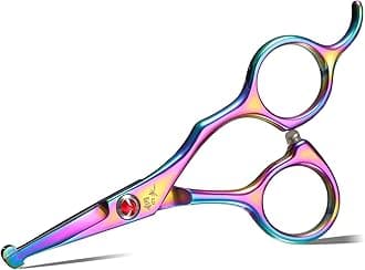 Small Dog Grooming Scissor -Rainbow Nose Hair Scissors with Safe Round Tips, Pet Scissors for Detailed Trimming, Japanese Stainless Steel,Ideal Gift