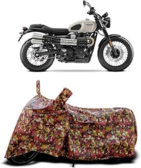 DUFFEL-Two Wheeler Bike Body Cover Compatible for Triumph Street Scrambler Bs6 Heat Protectio/UV-Rays/Birds Dropping/DustProof/Waterproof Indoor Outdoor and Parking Full Body Protection [RMJ]