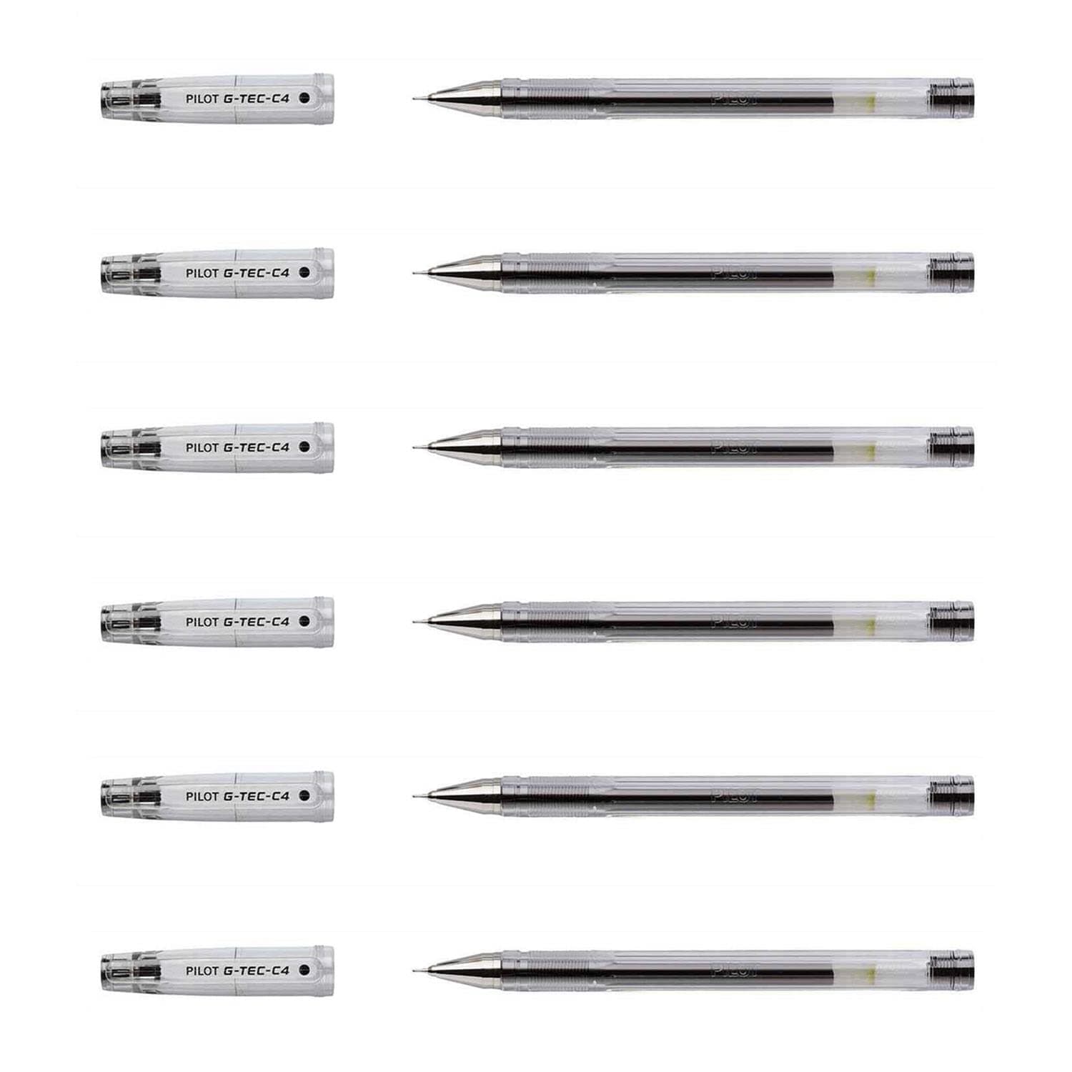 G-TEC-C4 Gel Rollerball Pens Ultra-Fine Tip 0.2 mm Pack of 6 Black