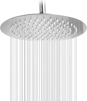 Rain Shower Head, Ultra-Thin Design-Pressure Boosting, Awesome Some Experience, High Flow Stainless Steel Rainfall Head (10 Inch, Brushed Nickel)