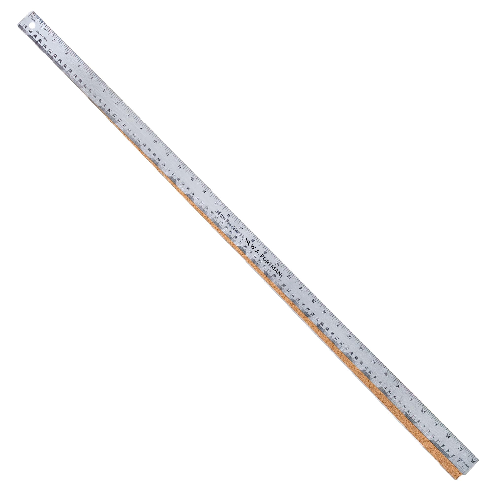 Breman Precision Metal Ruler 36 Inch Cork Back - Straight Edge 36 Inch Metal Ruler - Flexible & Non-Slip Stainless Steel - Imperial & Metric Graduations for Precision Measuring