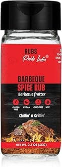 BBQ Rub 2.3 oz (65 gm) w/Convenient Dual Sifter Cap Sweet Smoky Spicy taste Used for Grilling Barbecuing Roasting Marinating Seasoning for Stir Fry Chicken Ribs Steak Turkey Salmon by Pride of India