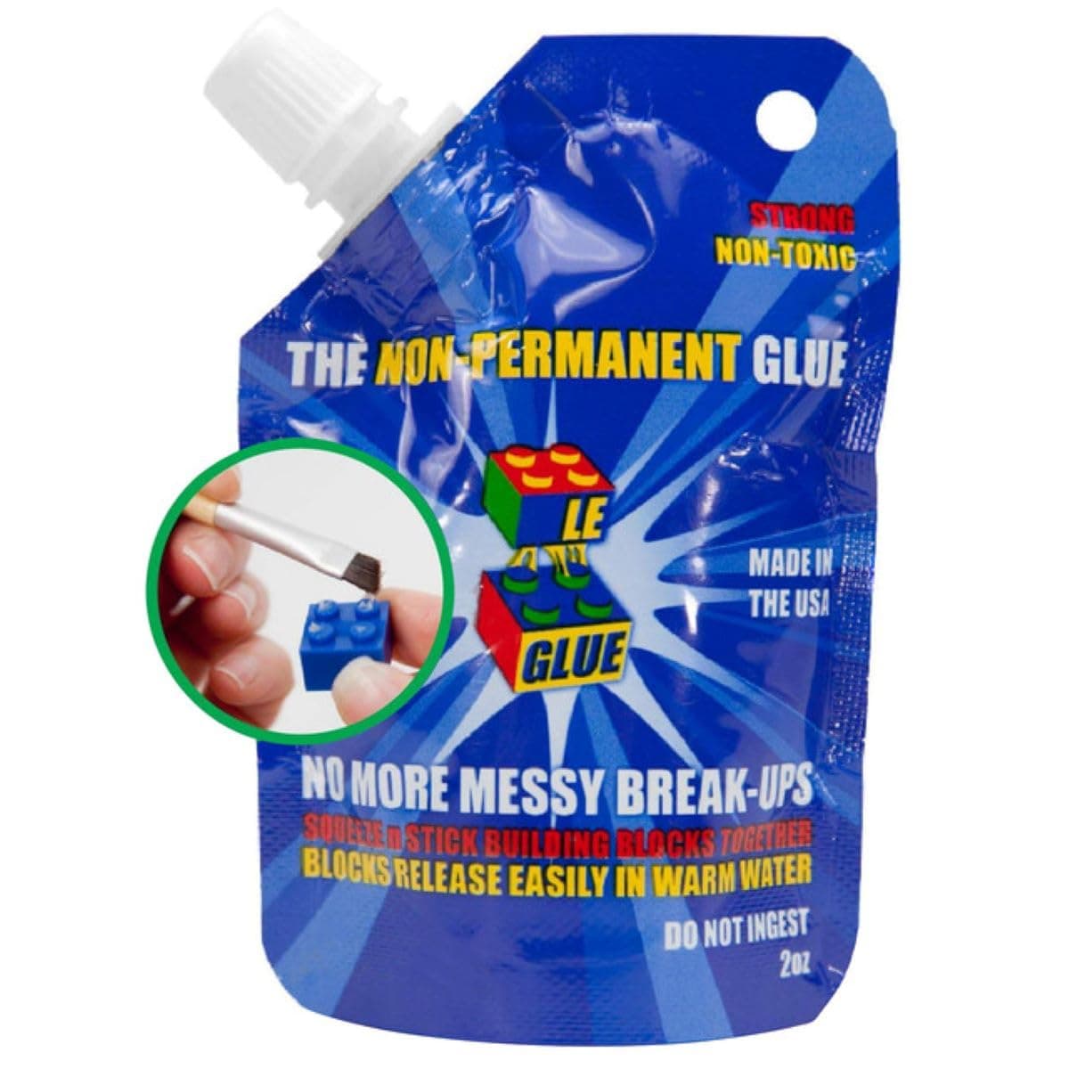 Le Glue Temporary Glue – Non-Permanent Adhesive for Plastic Building Blocks, No More Messy Break-Ups – Safe, Non-Toxic Formula – As Seen on Shark Tank, Created for Kids, by a Kid