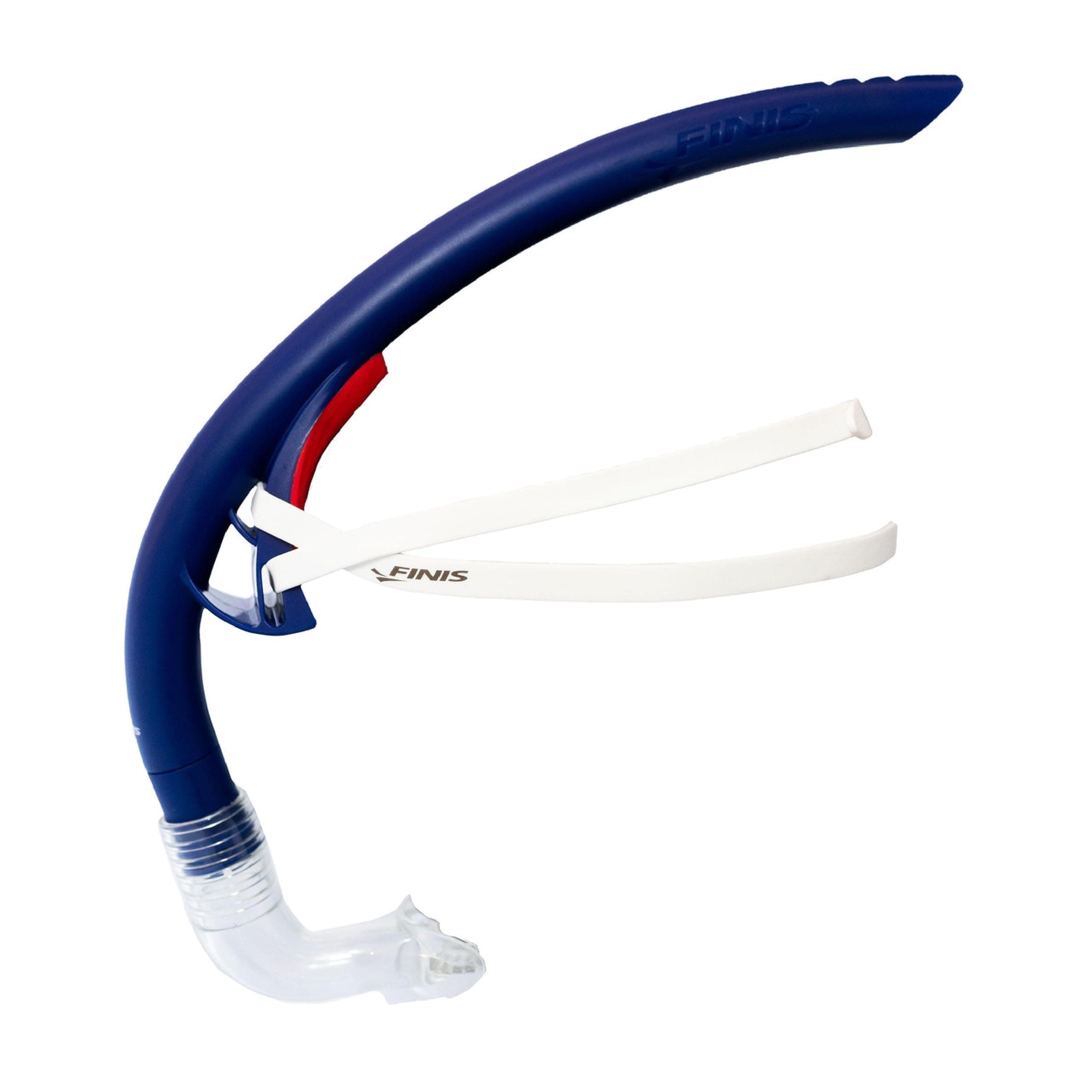 FINIS Stability Swimmer’s Snorkel - Bracketless - Center-Mount Swim Training Snorkel - Adjustable Fit - Silicone Mouthpiece