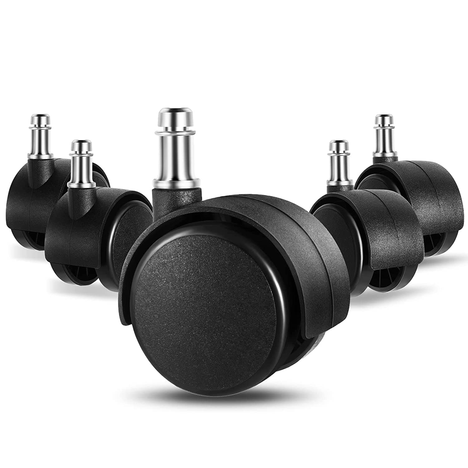 CRAZY TURTLE™ Office Chair Caster Wheels Replacement(Set of 5)|Heavy Duty Caster Support Upto 150KG|Smooth Rolling Heavy Duty Universal Size (Black)(Pin Type)