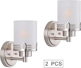 Doraimi 1 Light Frosted Glass Shade Wall Sconce Lighting with Brushed Nickel Finish(Set of 2),Modern Wall Light Fixture with Hollow Lamp Cup for Bath Room, Bed Room,LED Bulb(not Include)