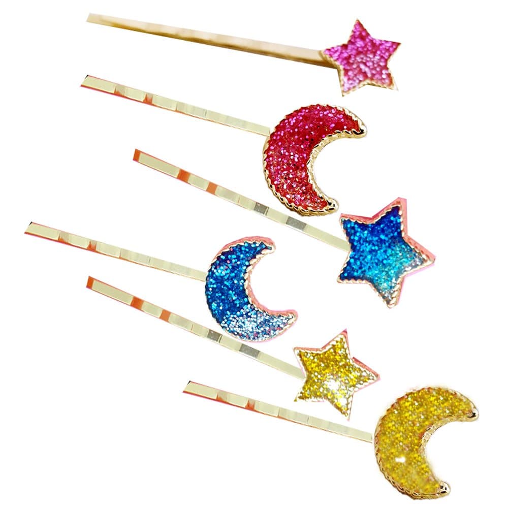 Goober LiuStar and Moon Hair Barettes, Clips, 6 Pcs