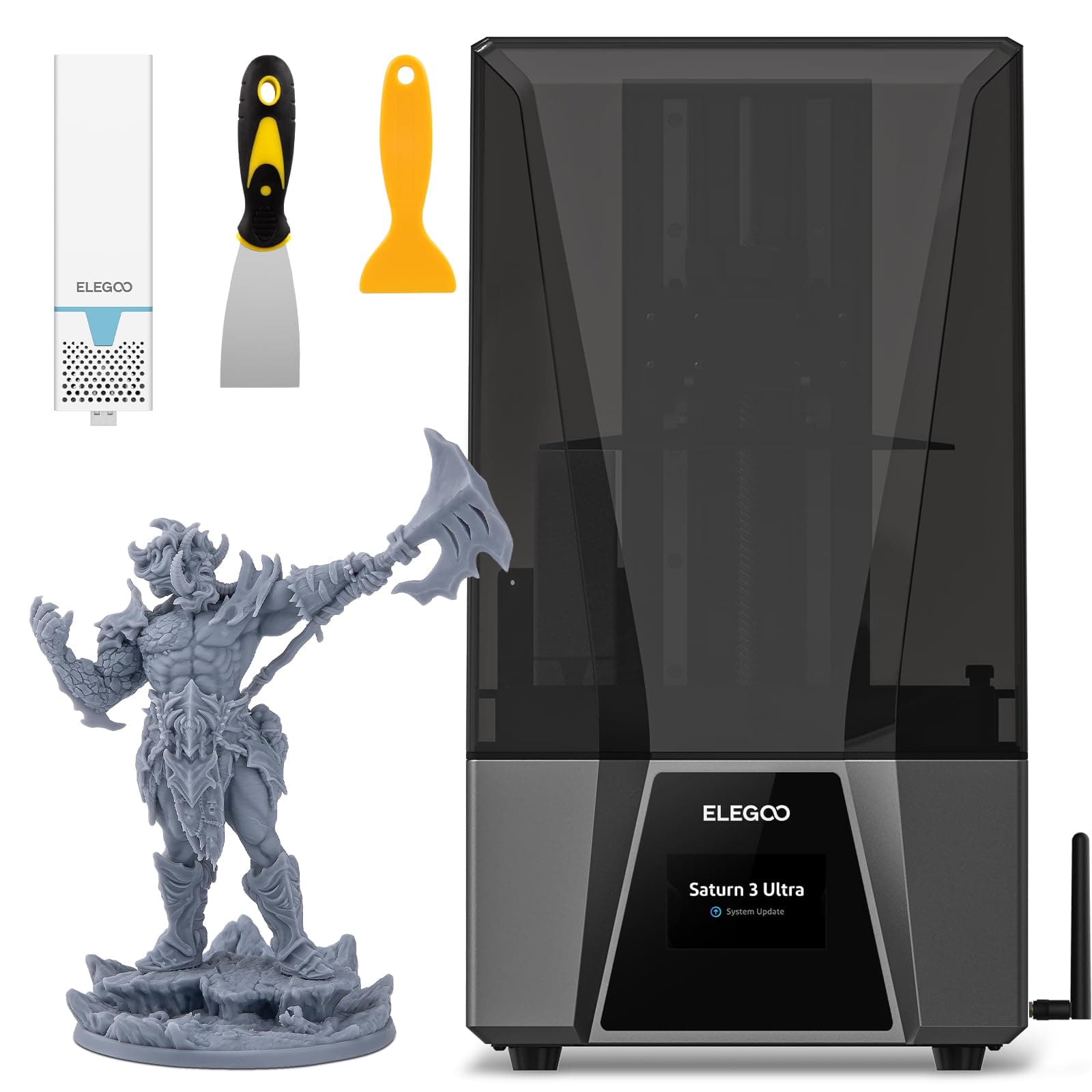 Saturn 3 Ultra 12K MSLA 3D Printer with 10" Monochrome LCD COB Refractive Light Source ACF Release Film WiFi Transfer Printing Size 218.88mm*122.88mm*260mm
