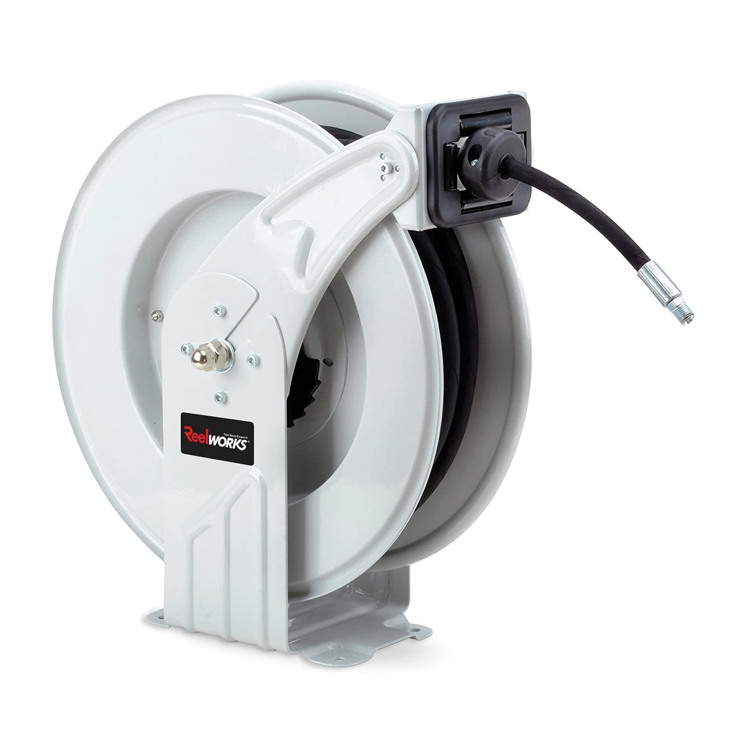 REELWORKS Heavy Duty Spring Driven Hose Reel (1/4" x 50 Ft. Grease Reel)