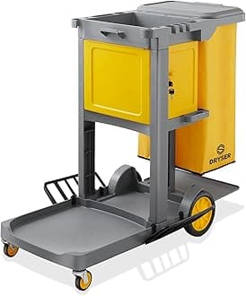 Dryser Commercial Janitorial Cleaning Cart on Wheels - Housekeeping Caddy with Key-Locking Cabinet