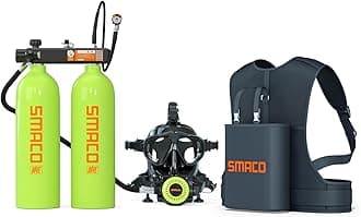 SMACO Mini Scuba Tank 2L Double Diving Tank Reusable Small Pony Bottle for Underwater Exploration Portable Twin 2L Lung Air Tank Diving Cylinder for Emergency Rescue Swimming Pool Cleaning S700 Max