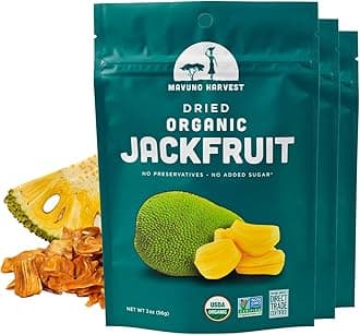 Mavuno Harvest Jackfruit Dried Fruit Snacks | Unsweetened Organic Dried Jackfruit Chips | Gluten Free Healthy Snacks for Kids and Adults | Vegan, Non GMO, Direct Trade | 2 Ounce, Pack of 3
