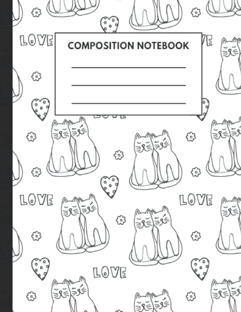 Composition Notebook College Ruled: Kitten Illustration | Cute Kitten Journal For School, College, Office, Work | Wide Lined.