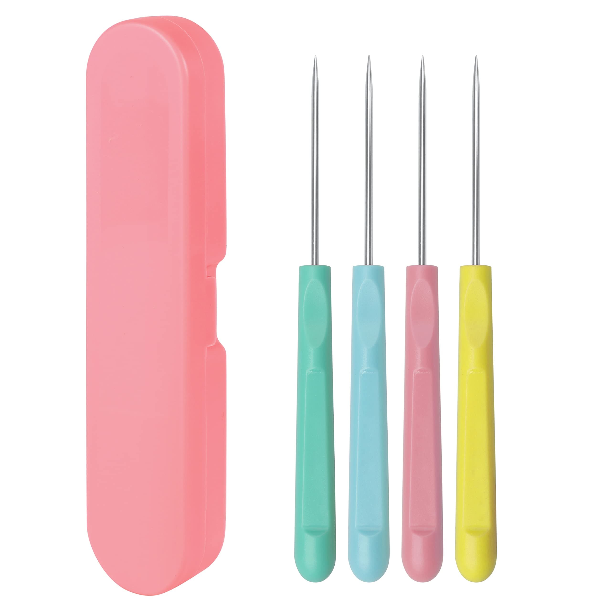 4Pcs 5.2 Inches Sugar Stir Needle, Cookie Scribe Needles Cake Decorating Needle Tool Cookie Decoration Supplies for Baking Lovers(Pink)