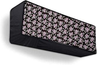 Split Ac Cover Indoor Unit For 2 Ton Capacity Ac, All Weather Polyester Cover / Attractive Digital Prints / Dustproof / Water Resistant Ac Cover (Black Flower)