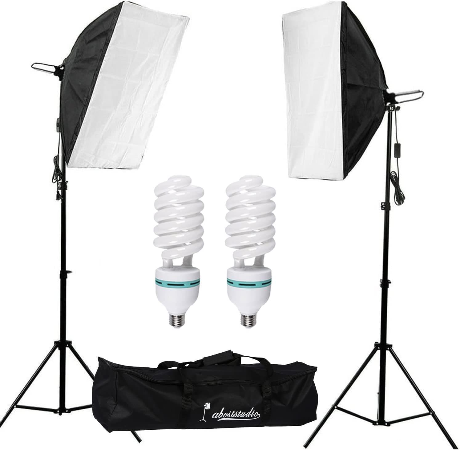 2x 135W Continuous Lighting Kit 20"x28"/50x70cm Softbox Soft Box Photo Studio Set Light Bulbs Lamp 5500K Photography E27 Socket Softboxes UK Plug