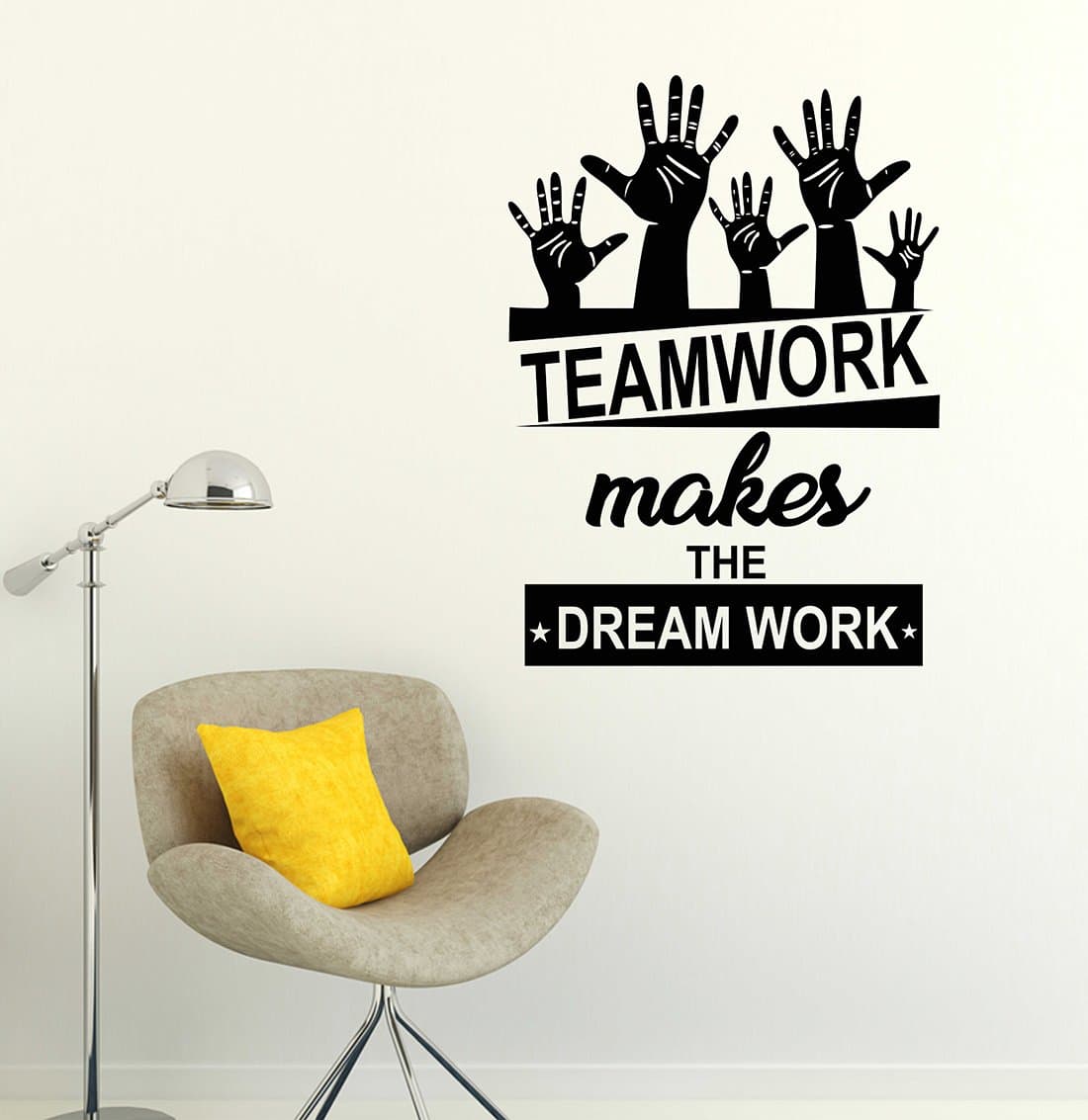 Wallstick 'Team Work - Typography - Office - Inspirational - Motivational - Quotes - Self-Adhesive Wall Sticker' wallstickers (Vinyl 65 cm x 50 cm)