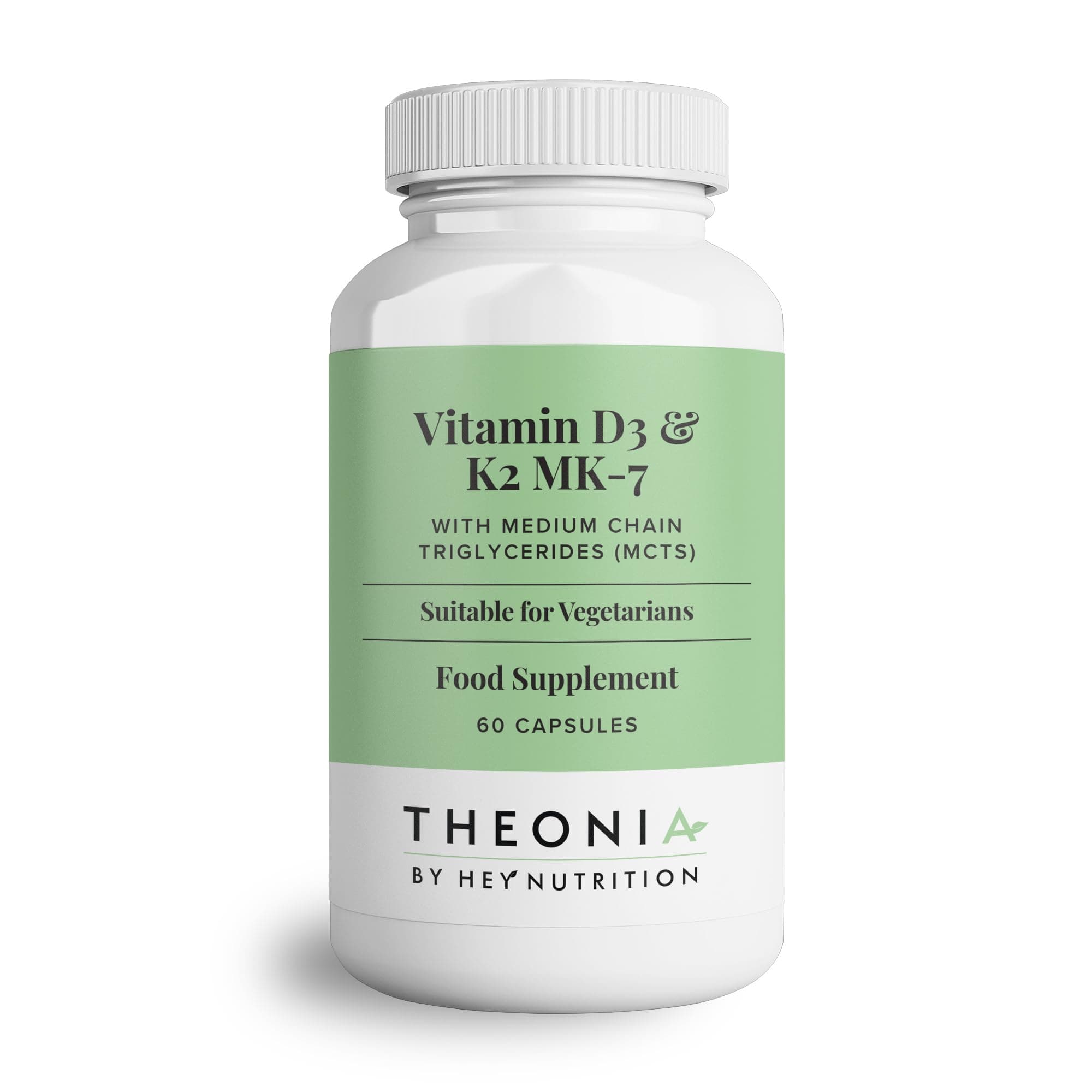 Theonia Vitamin D3 & K2 MK-7-100ug Each with MCT Oil - Suitable for Vegetarians - Support Healthy Bones, Teeth, Muscles, Immune Function, and Fatigue - Non-GMO