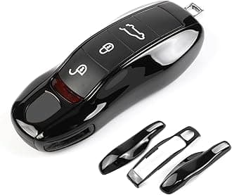 Piano Black Key Fob Cover Compatible with Porsche Key Shell Key Fob Shell Replacement Compatible with Porsche Cayenne Panamera 911 718 Macan Boxster Cayman Old Style