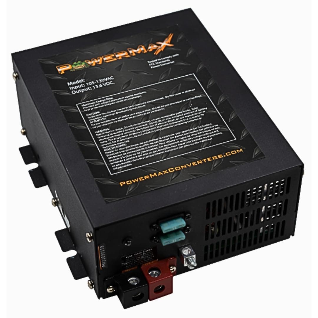 PowerMax PM4 100A Power Converter 110V AC to 12V DC | 100 Amp with Built-in 4-Stage Smart Battery Charger | Reverse Polarity, Overload & Thermal Protection | Ideal for RV, Boat & Off-Grid Systems