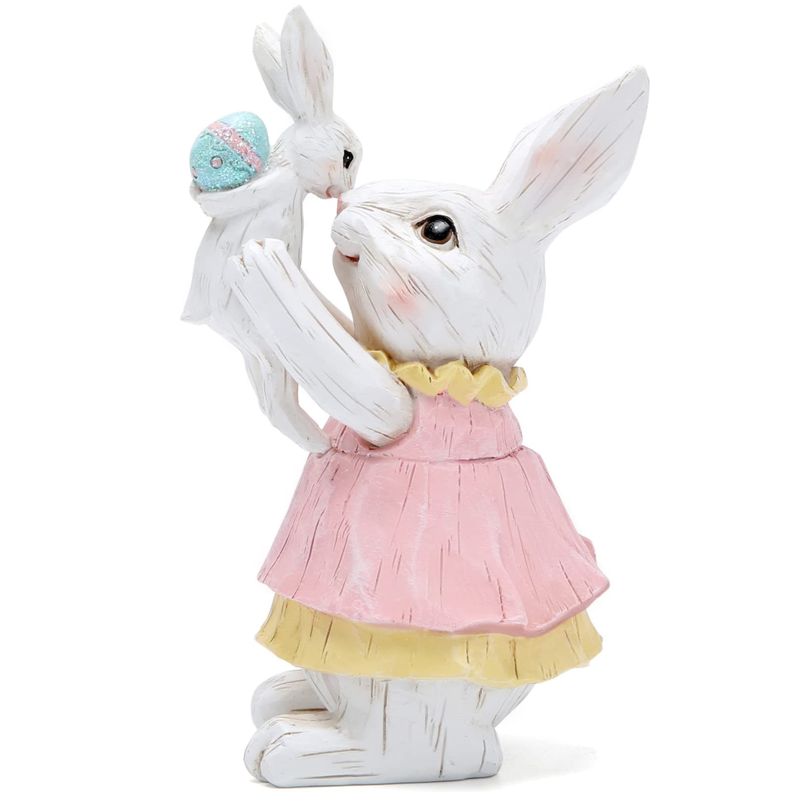 Hodao Easter Bunny Decorations Spring Family Rabbit Decors Figurines Tabletopper Decor for Party Home Holiday Cute Rabbit Easter Day Gifts Decorations (Mother and Son)