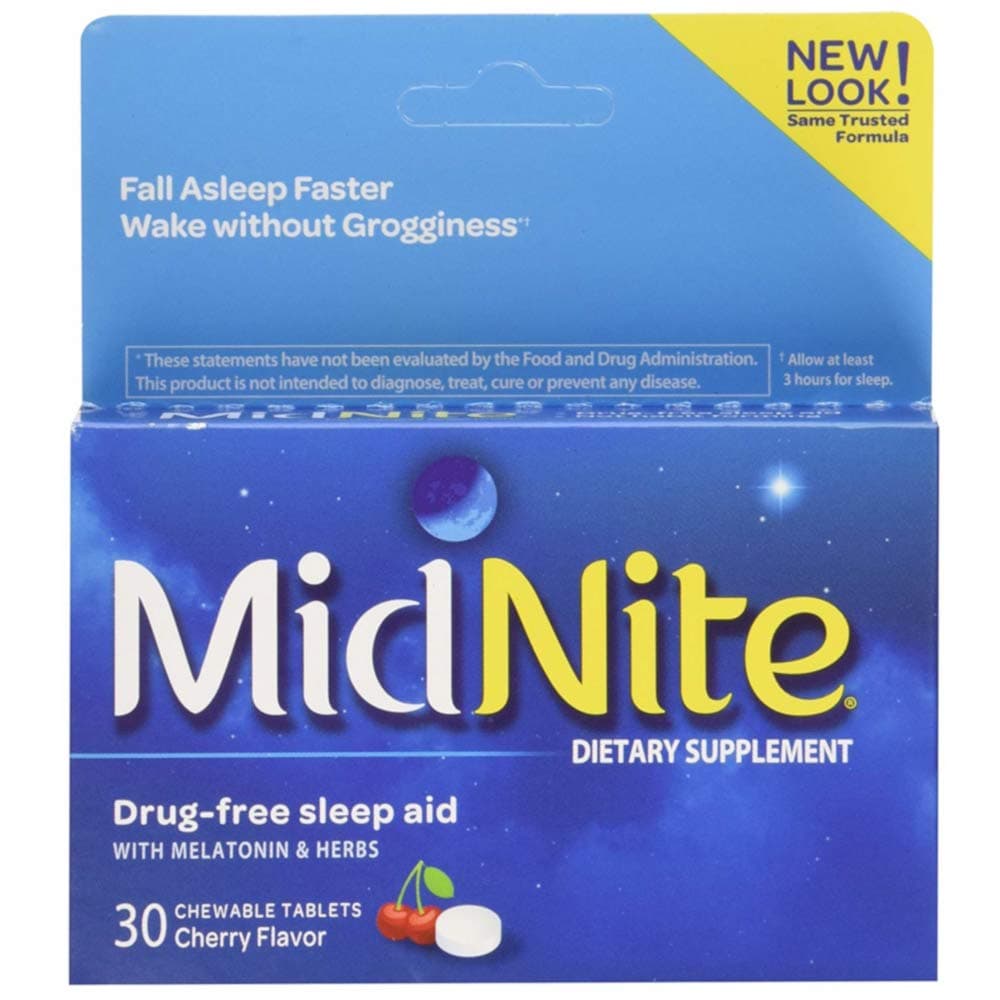Midnite Sleep Aid For Occasional Sleeplessness, 30 Chewable Cherry Tablets Each (Value Pack of 12)