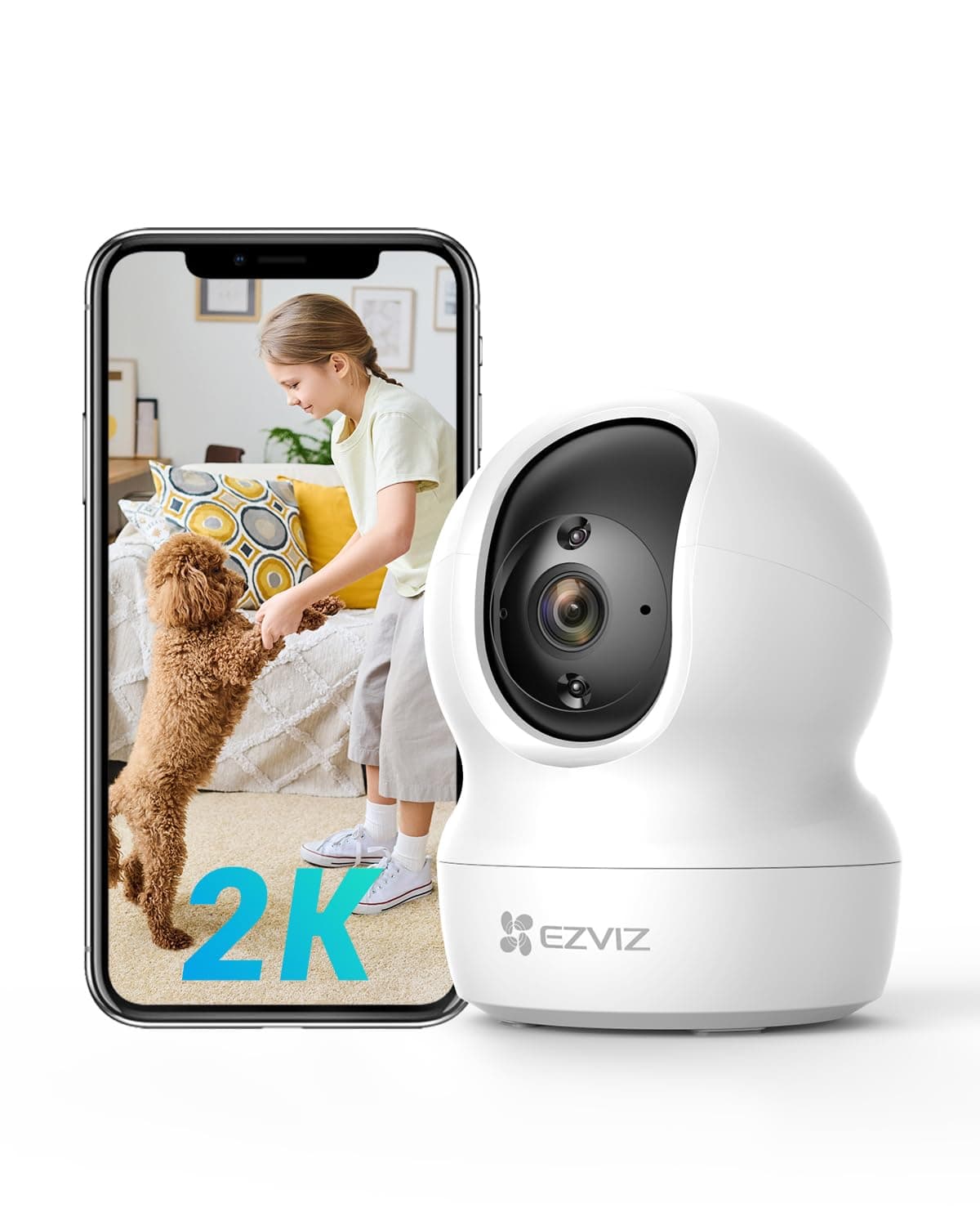 CP1 Pro 2K Indoor Security Camera Wifi, 2.4Ghz Baby Monitor Wireless with Call Button, 512GB Supports, 360° Pan Tilt, Smart Colour Night Vision, Auto Tracking, Two-Way Audio, Sleep Mode