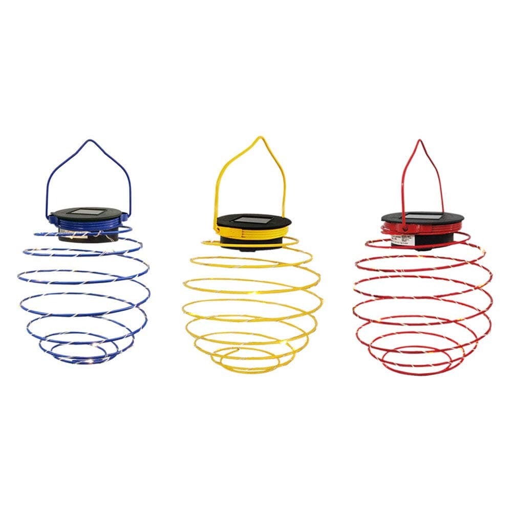 Maxxtek 3Pcs Solar Powered Hanging Wire LED Beehive Style Spiral Lantern