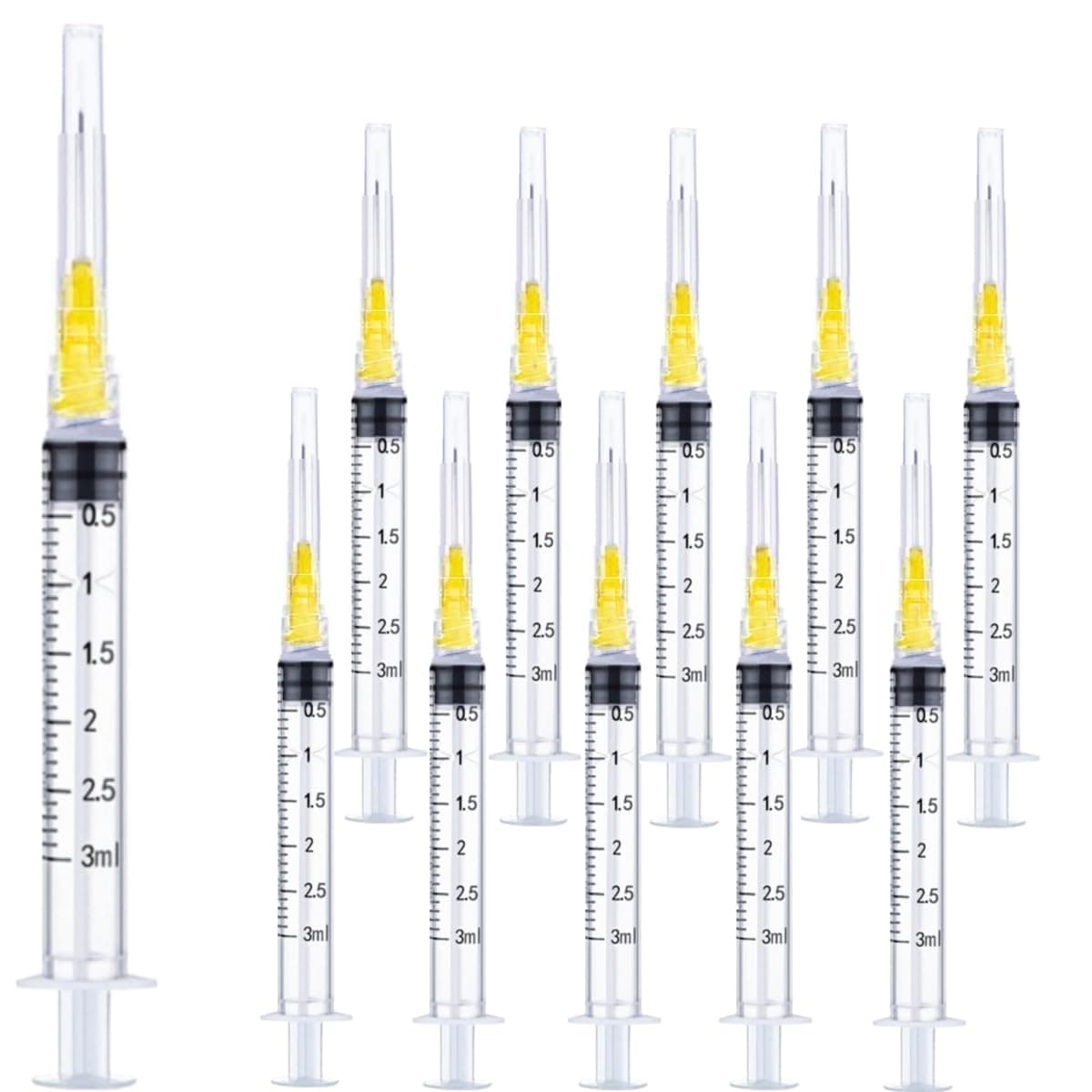 Luer lock 3ml 20Ga 1 Inch(25mm), 50 Pack Sterile Lab Utensils for Scientific Research, Industrial Dispensing or Liquid Measuring