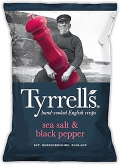 Tyrrells Sea Salt & Black Pepper Sharing Crisps, 150g (Pack of 10)