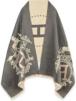 Scarfs for Women Pashmina Silky Shawl Wrap for Evening Dressing Blanket Open Front Poncho Cape, A001-grey
