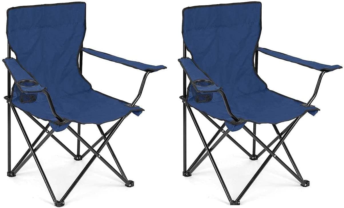 (2 Pcs) Portable Folding Beach Chair Multi-Purpose Camping Chair for Adult, Lightweight Patio Lawn Quad Chair for Outdoor Travel Picnic Hiking Supports110kgs Load With Carry Bag |Random Color|