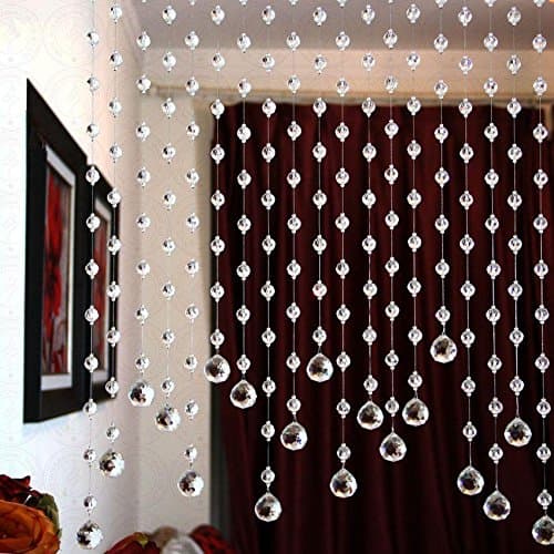 Rasmy candles Plastic Acrylic Diamond String Curtain (Standard/7 feet, White) - 10 Strings