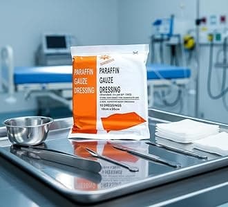 Paraffin Dressing Gauze (Bakti Glass) 10cm x 10cm Standard Ready to Use_Pack of 20 in Tin Box