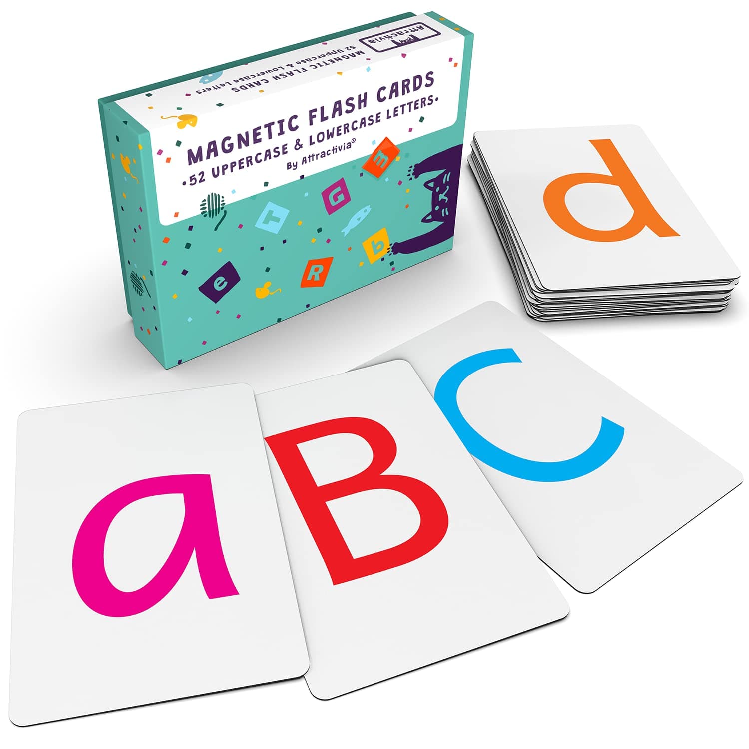 Magnetic Big Alphabet ABC Flash Cards - 52 Sturdy Uppercase & Lowercase Large Letters, Colored - for Classroom Teachers, Homeschool, ESL, Kids and Adults
