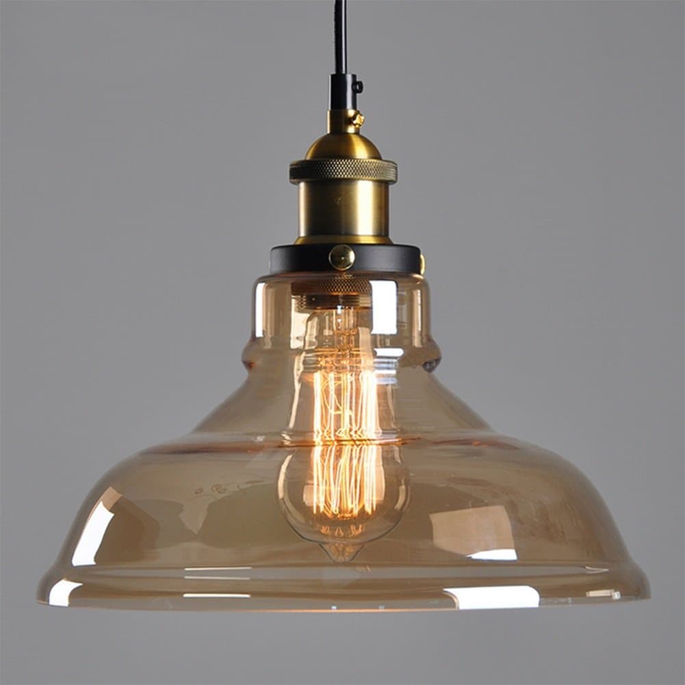 1 Ceiling Llight Modern Vintage Big Glass Bell Pendant Lights Edison Glass Ceiling Lamps Modern Lighting Cord Length 1.2m Adjustable Height Fixture (B)