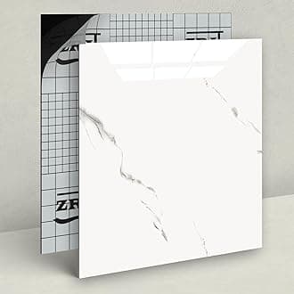 DIY Peel and Stick Vinyl Floor Tiles 12 x 12 inch, 40-Pack Waterproof Self Adhesive Flooring, Classic White Marble for Bathroom, Kitchen, Living Room, RV, Covers 40 Sq.Ft