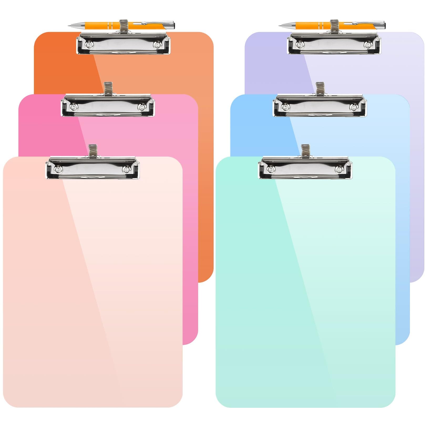 Sooez Plastic Clipboard with Pen Holder, [10% Thicker] Clip Boards 8.5x11 with Low Profile Clip, Cute Hanging Clipboard, Standard Letter Size A4 for Women Teacher, Office & School Supplies