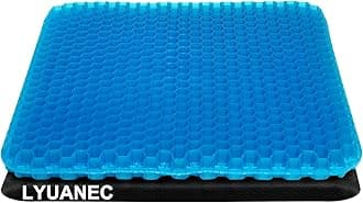 Gel Seat Cushion 19 Inch Large, Double Thicken Layer, Relief Tailbone Pressure, Breathable Honeycomb Design with Washable Non-Slip Cover for Office Chair, Car Seat, Wheelchair (Blue)