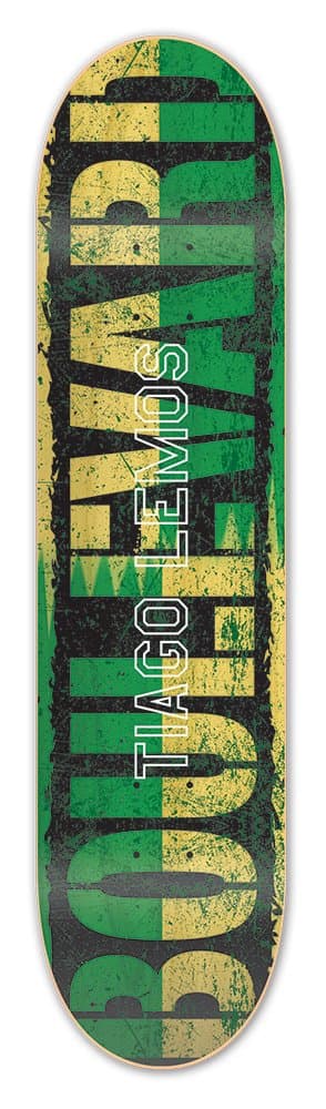 Blvd Skateboards Tiago Lemos Split Skateboard Deck, Green/Yellow/Black