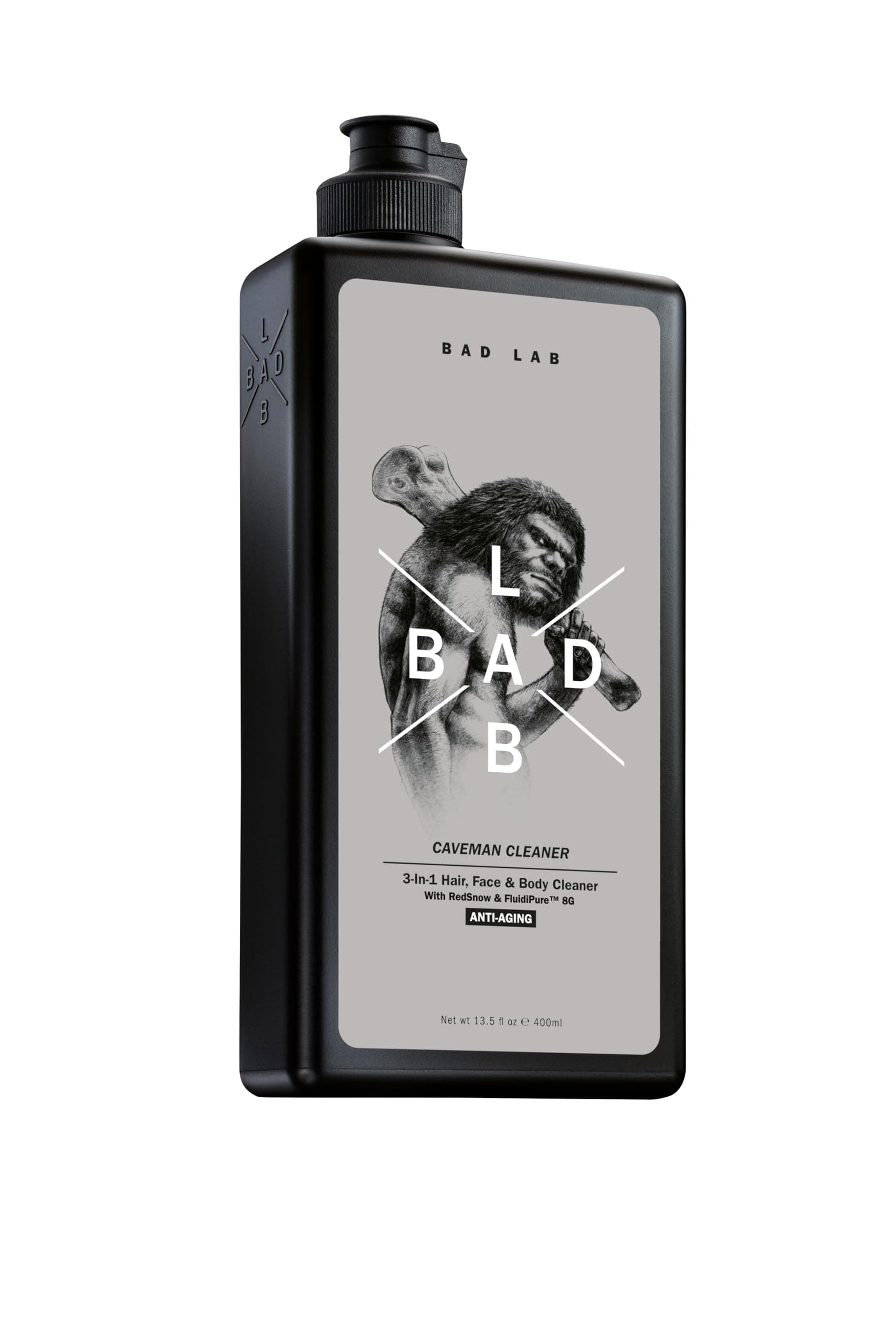 Anti-Aging 3-in-1 Caveman Cleaner for Face, Body & Hair | Men's Shower Gel infused with Vitamin E, Fluidipure™ 8G & Red Snow Extract for pH Restoration, Anti-Oxidation & Odour Control | 400ml